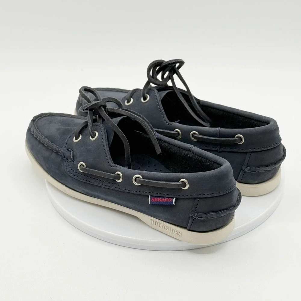 Sebago Docksides Boat Shoes‎ Size 5 Womens Jacqueline Navy Nubuck NEW